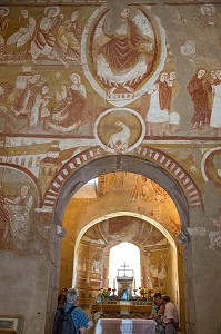 LES FRESQUES RELIGIEUSES DE L'EGLISE SAINT-MARTIN DE VIC, CLASSEES EN 1850 GRACE A L'INTERVENTION DE GEORGE SAND, LE ROMANTISME DE LA VALLEE NOIRE DE GEORGE SAND DANS LE BERRY (36), FRANCE