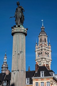 STATUE DE LA DEESSE, BEFFROI, CHAMBRE DU COMMERCE DE L'INDUSTRIE (CCI), LILLE, NORD (59), FRANCE 