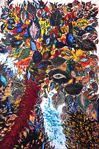 L'ARBRE DE PARADIS, PEINTURE RIPOLIN SUR TOILE, OEUVRE DATEE DE 1929-1930 DE SERAPHINE LOUIS DITE SERAPHINE DE SENLIS (1864-1942), MUSEE D'ART ET D'ARCHEOLOGIE DE LA VILLE AMENAGE DANS L'ANCIEN PALAIS EPISCOPAL, SENLIS, OISE (60), FRANCE 