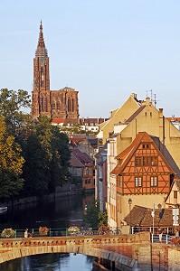 PONTS COUVERTS ET CATHEDRALE, STRASBOURG, BAS-RHIN (67), ALSACE, FRANCE 