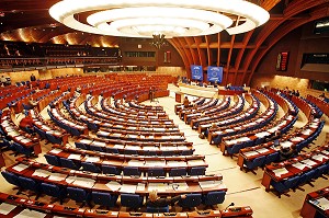 SALLE DU CONSEIL, CONSEIL DE L'EUROPE, PALAIS DE L'EUROPE, STRASBOURG, BAS RHIN (67), ALSACE, FRANCE, EUROPE 