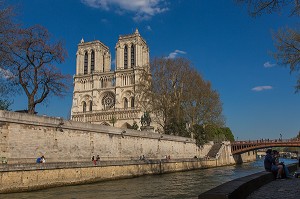 NOTRE-DAME DE PARIS, QUAI MONTEBELLO, BORDS DE SEINE, PARIS, ILE-DE-FRANCE, FRANCE 