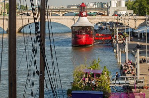 BATOFAR ET PENICHE EL ALAMEIN, BERGE DE LA SEINE, PORT DE LA GARE, 13EME ARRONDISSEMENT, PARIS, FRANCE 