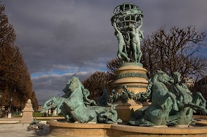 FONTAINE DE L'OBSERVATOIRE OU FONTAINE DES QUATRE-PARTIES-DU-MONDE, JARDIN DU LUXEMBOURG, 6EME ARRONDISSEMENT, PARIS (75), FRANCE 