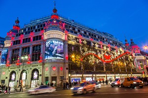 ILLUMINATION DES GRANDS MAGASINS SUR LES GRANDS BOULEVARDS, LE PRINTEMPS-HAUSSMANN, 9 EME ARRONDISSEMENT, PARIS (75), ILE-DE-FRANCE, FRANCE 
