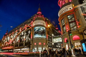 ILLUMINATION DES GRANDS MAGASINS SUR LES GRANDS BOULEVARDS, LE PRINTEMPS-HAUSSMANN, 9 EME ARRONDISSEMENT, PARIS (75), ILE-DE-FRANCE, FRANCE 