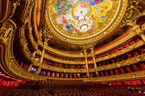 SALLE DE SPECTACLE, PARTERRE, INTERIEUR DE L'OPERA GARNIER, PALAIS GARNIER, 9 EME ARRONDISSEMENT, (75), PARIS, ILE-DE-FRANCE, FRANCE 