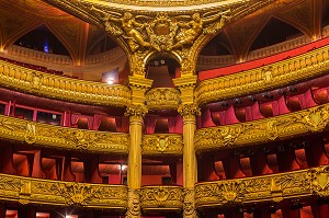 BALCONS ET DECOR INTERIEUR DE L'OPERA GARNIER, PALAIS GARNIER, 9 EME ARRONDISSEMENT, (75), PARIS, ILE-DE-FRANCE, FRANCE 