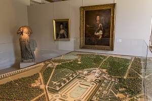 MAQUETTE DU PARC ROYAL DE MARLY SERVANT DE LIEU DE VILLEGIATURE AU ROI LOUIS XIV, MUSEE PROMENADE, DOMAINE NATIONAL DE MARLY-LE-ROI, YVELINES (78), FRANCE 