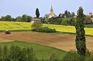 PAYSAGE RURAL, VILLAGE DE SAINT-JEAN-DE-SENESPE, REGION DE GAILLAC, TARN (81), FRANCE 