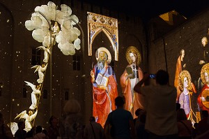 LES LUMINESSENCES D'AVIGNON, PALAIS DES PAPES, VILLE D'AVIGNON APPELEE CITE DES PAPES ET CLASSEE AU PATRIMOINE MONDIAL DE L'UNESCO, VAUCLUSE (84), FRANCE 