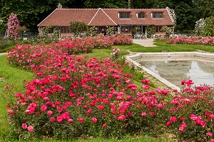 PAVILLON NORMAND, PARC DE LA ROSERAIE DU VAL DE MARNE, FONDE EN 1894 PAR JULES GRAVEREAUX, LE JARDIN EST ENTIEREMENT CONSACRE A LA ROSE, L'HAY LES ROSES, VAL-DE-MARNE (94),  ILE-DE-FRANCE, FRANCE 