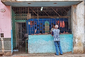 BOUCHERIE CUBAINE, SCENE DE RUE, VIE QUOTIDIENNE, LA HAVANE, CUBA, CARAIBES 