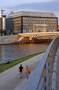 COUPLE EN BALLADE EN BORD DE SPREE, BERLIN, ALLEMAGNE 