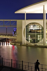 'BAND DES BUNDES', LE RUBAN FEDERAL, OU DE NOMBREUSES INSTITUTIONS FEDERALES ONT ELU DOMICILE  AU BORD DE LA SPREE, BERLIN, ALLEMAGNE 