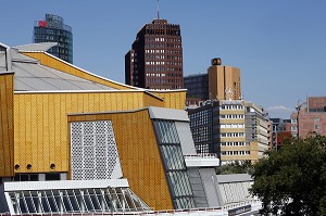 LA PHILHARMONIE ET LA SALLE DE MUSIQUE DE CHAMBRE BERLINER PHILHARMONIKER ET KAMMERMUSIKSAAL, BUILDINGS DE LA POTSDAMER PLATZ,, BERLIN, ALLEMAGNE 