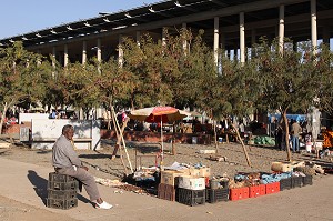 MARCHE DANS LE QUARTIER DE SOWETO, QUARTIER RESERVE AUX NOIRS PENDANT LA PERIODE DE L'APARTHEID, JO'BURG, JOHANNESBURG, ETAT DU GAUTENG, AFRIQUE DU SUD 