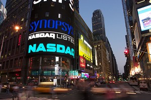 NASDAQ MARKET SITE, SIEGE DU NASDAQ SUR TIMES SQUARE, BOURSE DE NEW YORK, FINANCE, CAPITALISME, BOURSE, MANHATTAN, NEW YORK, ETATS-UNIS D'AMERIQUE, USA 