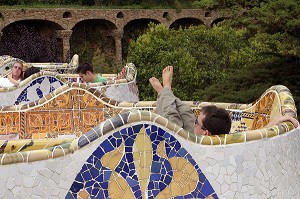 LE PARC GUELL EST L'UNE DES REALISATIONS DE L'ARCHITECTE CATALAN ANTONI GAUDI A BARCELONE QUI FIGURENT SUR LA LISTE DU PATRIMOINE MONDIAL DE L'UNESCO 
