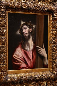 PEINTURE DU CHRIST AVEC LA CROSSE DE EL GRECO, MUSEE (MUSEO) DES BEAUX ART THYSSEN-BORNEMISZA, MADRID, ESPAGNE 