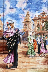 AZULEJOS DU RESTAURANT EL MADRONO, PLAZA PUERTA CERRADA, MADRID, ESPAGNE 