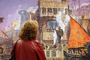 VISITEUR AU MUSEE DE L'ACADEMIE ROYALE DES BEAUX-ARTS SAN FERNANDO (MUSEO REAL ACADEMIA DE BELLAS ARTES DE SAN FERNANDO), CALLE ALCALA, MADRID, ESPAGNE 