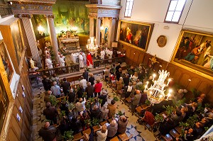 MESSE DES RAMEAUX A AIGUES-MORTES, (30) GARD, LANGUEDOC-ROUSSILLON, FRANCE 