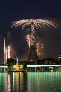 FEU D'ARTIFICE ET ILLUMINATIONS A PARIS (75), ILE DE FRANCE, FRANCE 