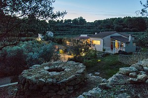 BALADE INSOLITE SUR LES TERRASSES EN PIERRES SECHES ET DE BORIES AU MOULIN DU MAS DES BORIES, DOMAINE OLEICOLE, CHEMIN DE LA COUSTADE, (13) SALON-DE-PROVENCE, REGION SUD, PROVENCE ALPES COTES D'AZUR, FRANCE 