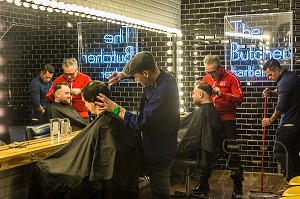 SALON DE COIFFURE ET BARBIER, THE BUTCHER BARBER, JOHNSON'S COURT, DUBLIN, IRLANDE 