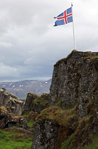 PARC NATIONAL DE THINGVELLIR, LIEU DE L'ANCIEN PARLEMENT OU FUT PROCLAME L'INDEPENDANCE DE L'ISLANDE, SITE CLASSE AU PATRIMOINE MONDIAL DE L'UNESCO, ZONE DE FAILLE ET DE VOLCANISME ACTIF, CERCLE D'OR, GOLDEN CIRCLE, SUD DE L'ISLANDE, EUROPE, ISLANDE 