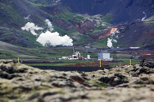 CENTRALE GEOTHERMIQUE DE HELLISHEIDI, LA DEUXIEME PLUS GRANDE CENTRALE DU MONDE, SITUEE AU MONT HENGILL, SUD-OUEST DE L'ISLANDE, EUROPE 