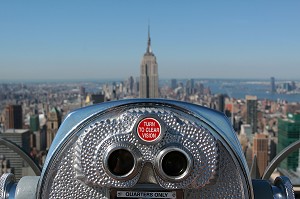 JUMELLES D'OBSERVATION DU TOP OF THE ROCK, TERRASSE PANORAMIQUE DU GE BUILDING, ROCKEFELLER CENTER, QUARTIER DE MIDTOWN, MANHATTAN, NEW YORK CITY, ETAT DE NEW YORK, ETATS-UNIS 