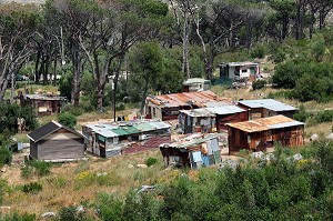 BIDONVILLES DANS LA REGION DE SIMON'S TOWN, PENINSULE DU CAP, PROVINCE DU CAP OCCIDENTAL, AFRIQUE DU SUD 