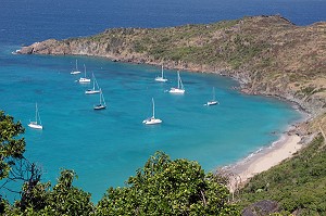 ANSE DU GRAND COLOMBIER AVEC SA PLAGE DE SABLE FIN, NORD OUEST DE L'ILE DE SAINT-BARTHELEMY, PETITES ANTILLES FRANCAISES, CARAIBES 