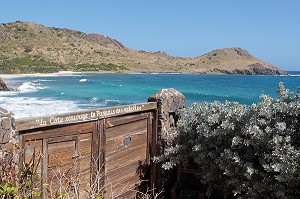 PORTAIL D'ENTREE DE LA MAISON DU DANSEUR ET CHOREGRAPHE RUSSE RUDOLF NOUREEV SUR LA COTE SAUVAGE DE L'ILE DE SAINT-BARTHELEMY, PETITES ANTILLES FRANCAISES, CARAIBES 