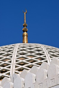 CROISSANT MUSULMAN ET DOME DE LA GRANDE MOSQUEE DU SULTAN QABOOS INAUGUREE EN 2001, MASCATE, SULTANAT D'OMAN, MOYEN-ORIENT 