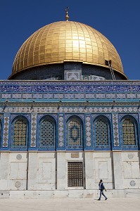 DOME DU ROCHER, SANCTUAIRE EDIFIE SUR L'ESPLANADE DES MOSQUEES (HARAM AL-SHARIF), MONT DU TEMPLE, VIEILLE VILLE DE JERUSALEM, ISRAEL 
