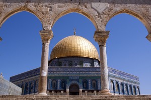 DOME DU ROCHER, SANCTUAIRE EDIFIE SUR L'ESPLANADE DES MOSQUEES (HARAM AL-SHARIF), MONT DU TEMPLE, VIEILLE VILLE DE JERUSALEM, ISRAEL 