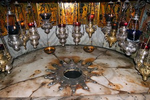 ETOILE MARQUANT LE LIEU DE NAISSANCE DE JESUS-CHRIST, DANS LA GROTTE DE LA NATIVITE, BASILIQUE DE LA NATIVITE, BETHLEEM, CISJORDANIE, AUTORITE PALESTINIENNE 