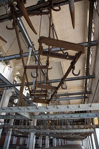 CROCHETS DES BOUCHERS, INTERIEUR DES ANCIENS ABATTOIRS, ARCHITECTURE EN BETON ARME, HERITAGE DU MARECHAL LYAUTEY, CASABLANCA, MAROC, AFRIQUE 