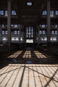 ARCHITECTURE INTERIEURE DES ANCIENS ABATTOIRS, ARCHITECTURE EN BETON ARME, HERITAGE DU MARECHAL LYAUTEY, CASABLANCA, MAROC, AFRIQUE 
