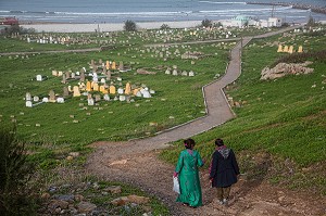 CIMETIERE MUSULMAN CHOUHADA (AS SHOUHADA) SITUE ENTRE LA KASBAH DES OUDAYAS ET LA MER, RABAT, MAROC, AFRIQUE 