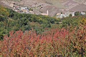 VILLAGE BERBERE DE IMLIL DANS LES MONTAGNES DU PARC NATIONAL DU TOUBKAL, HAUT-ATLAS, MAROC 