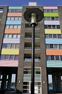 FACADES COLOREES DE SUMATRAKADE, JAVA EILAND, AMSTERDAM, PAYS-BAS 