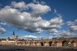 VILLE DE LA-CHARITE-SUR-LOIRE AVEC LE VIEUX-PONT, LES QUAIS ET L'EGLISE NOTRE-DAME CLASSEE AU PATRIMOINE DE L'UNESCO, NIEVRE (58), BOURGOGNE, FRANCE 