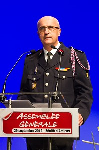 COLONEL ERIC FAURE, PRESIDENT DE LA FNSPF, 119 EME CONGRES NATIONAL DES SAPEURS-POMPIERS DE FRANCE, AMIENS, SOMME (80), FRANCE 