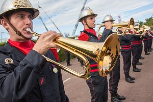 FANFARE DE LA BSPP, BRIGADE DES SAPEURS-POMPIERS DE PARIS, 119 EME CONGRES NATIONAL DES SAPEURS-POMPIERS DE FRANCE, AMIENS, SOMME (80), FRANCE 