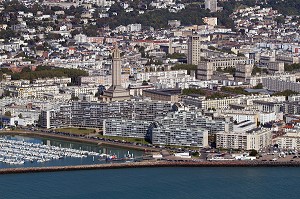 PORT DE PLAISANCE DE LA VILLE DU HAVRE ET L'ARCHITECTURE D'AUGUSTE PERRET, SEINE-MARITIME, (76), FRANCE 