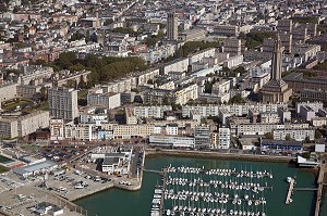 PORT DE PLAISANCE DE LA VILLE DU HAVRE ET L'ARCHITECTURE D'AUGUSTE PERRET, SEINE-MARITIME, (76), FRANCE 